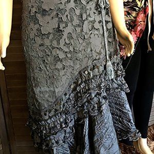 Style Bohemian Lace Gray Skirt with trinkets XL